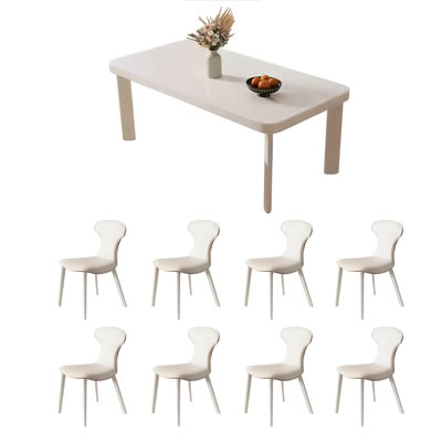 Table et chaises simples de style crème blanc