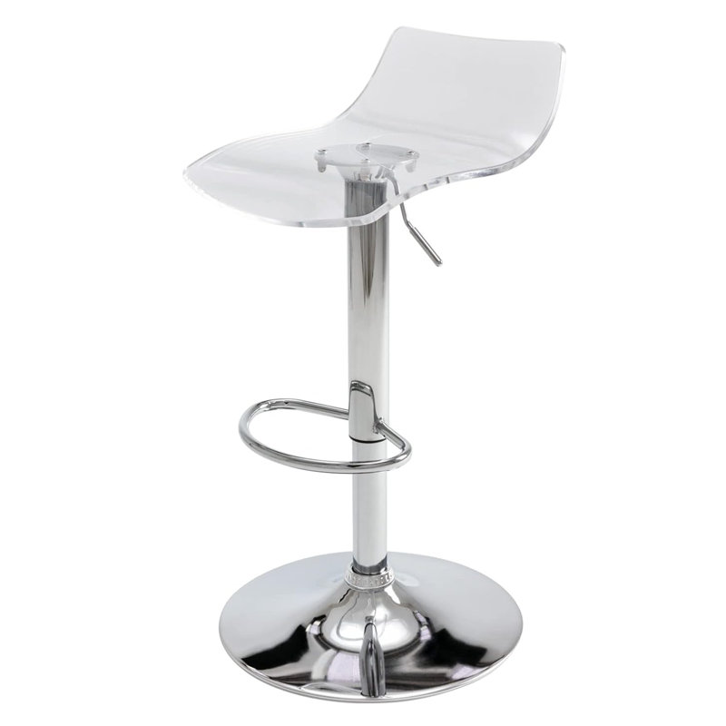 Ensemble de 2 tabourets de bar, tabourets de bar pivotants réglables transparents avec dossier bas