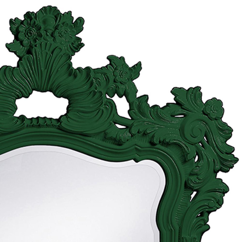 Cilegon Ornate Framed Wall and Vanity Mirror, Hunter Green