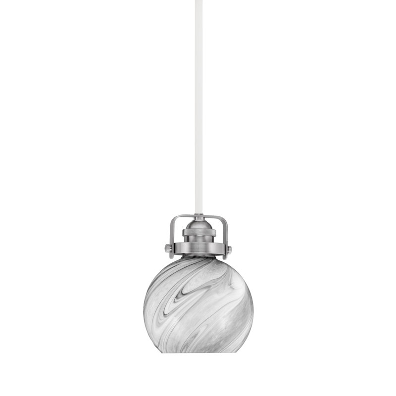 Mini-luminaire suspendu avec tige Easton 5,75 po, Blanc / nickel brossé