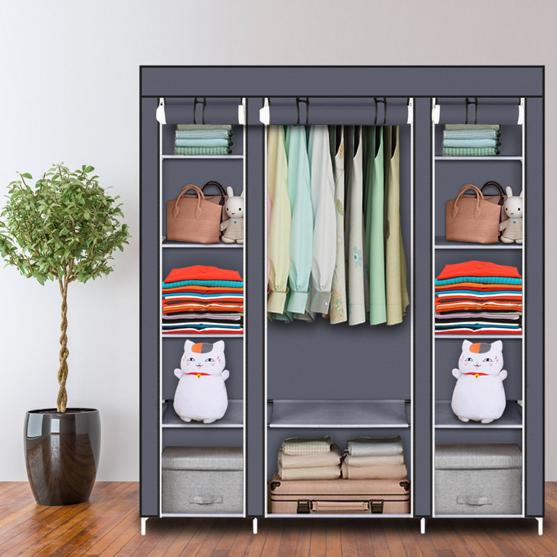 Cecilton 59.06'' Portable Wardrobe, Grey