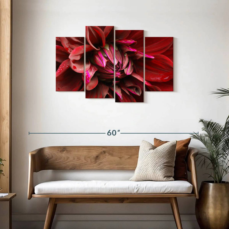 Fleur de dahlia rouge Harnek, H 27 po x l 43 po
