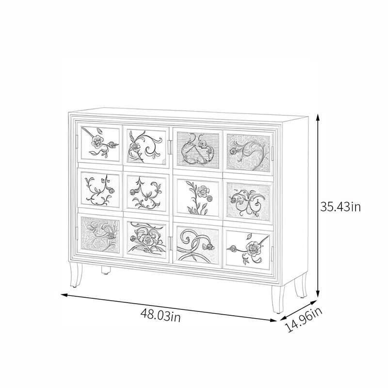 Painted four-door multi-functional accent cabinet