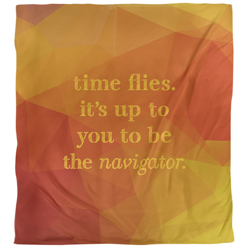 Housse de couette simple Time Flies Quote, Housse de couette pour très grand lit, Jaune ambre