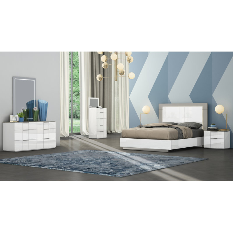 Ensemble de chambre avec lit plateforme 6 pièces Dulani, Très grand