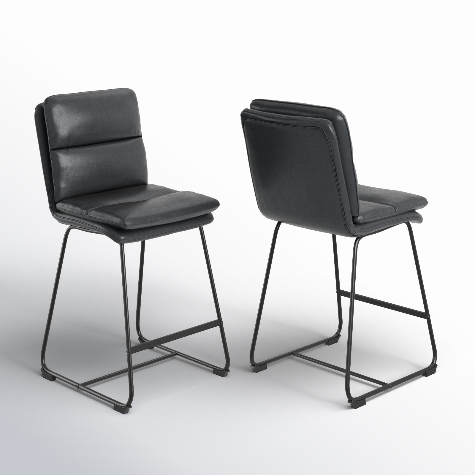 Volana Bar and Counter Stool, Counter Stool (26.5" Seat Height), Grey Faux Leather