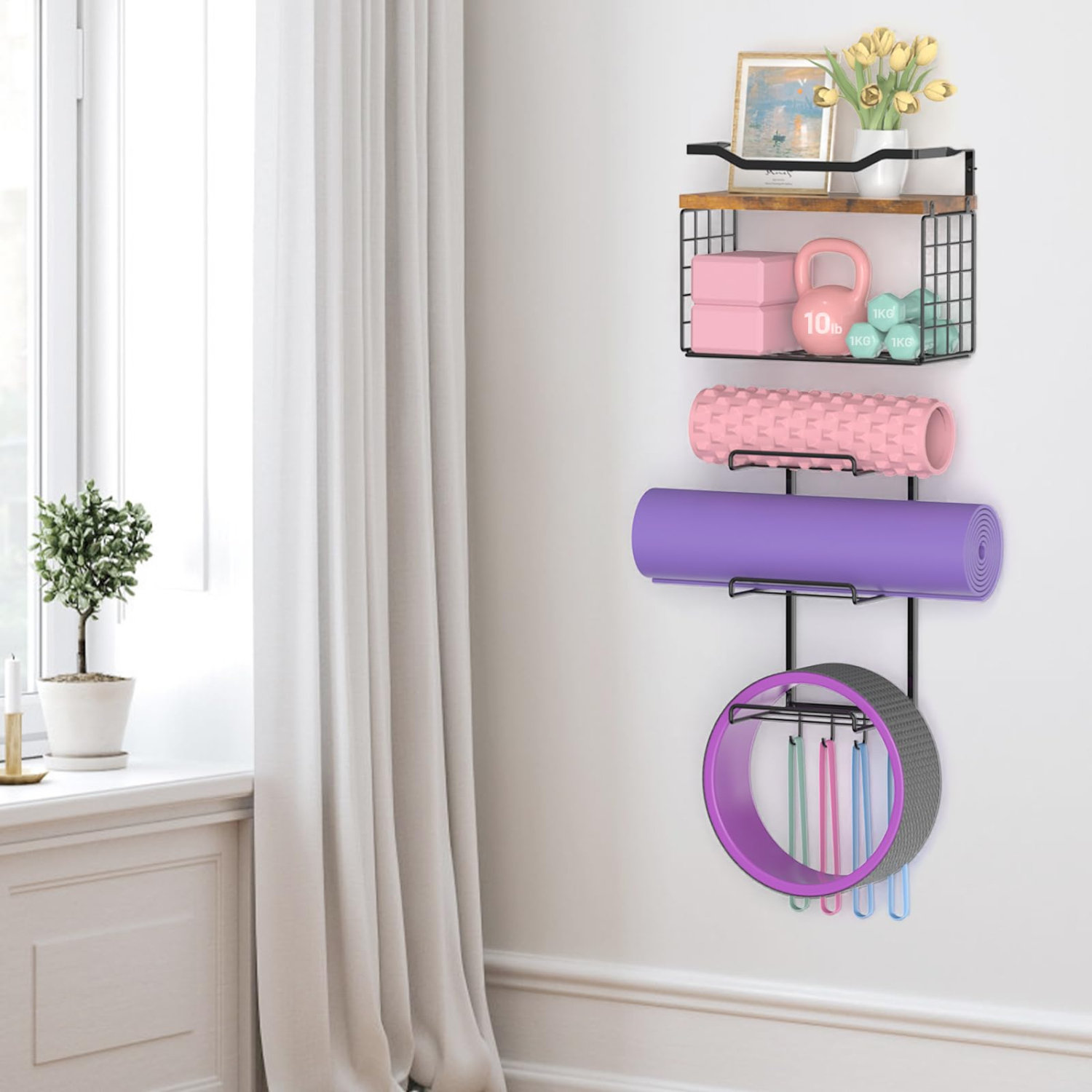 Yoga Mat Holder Wall Mount, Wall Rack Organizer, Storage Foam - View #11