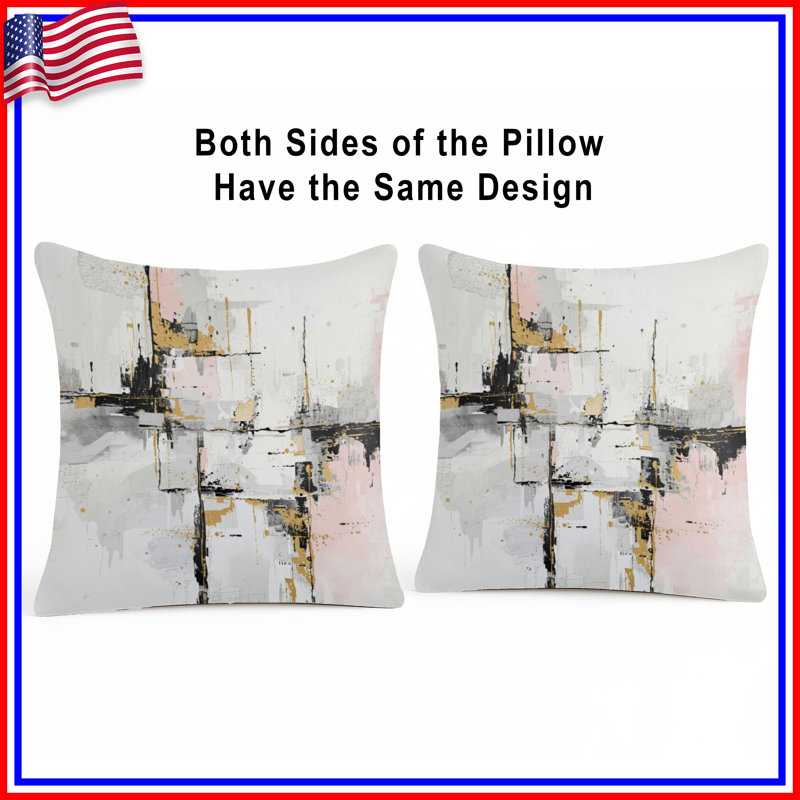 Abstract Gold Splatter Double Sided Throw Pillows, 18 x 18 inches