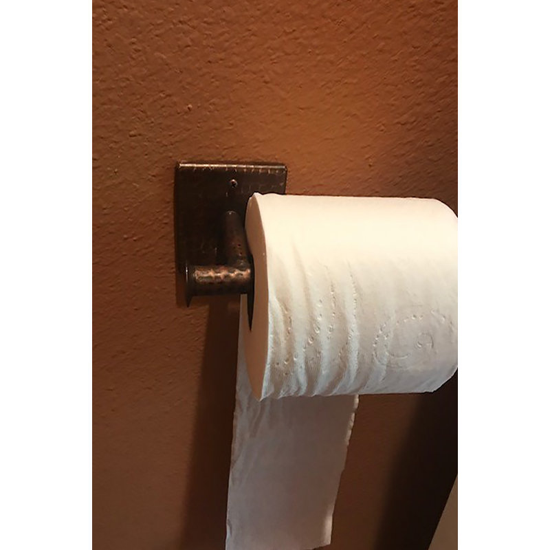 Hand Hammered Copper and Wood Oil Rubbed Bronze Toilet Paper Holder