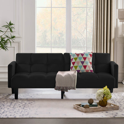 Velvet Convertible Folding Sofa Bed with side pocket