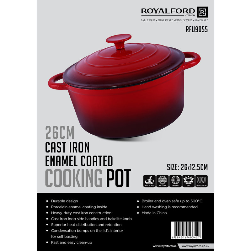 ROYALFORD Non-Stick Cast Iron Round Dutch Oven