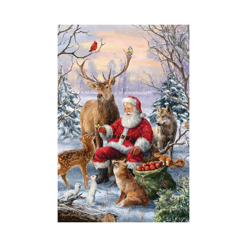 Animaux du Père Noël - Giclée sur toile tendue avec châssis, H 18 po x l 12 po