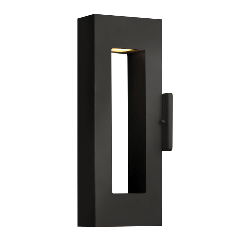 Atlantis Outdoor Wall Mount Lantern w/ Integrated LED, 16" H x 2.75" W, Satin Black, LED