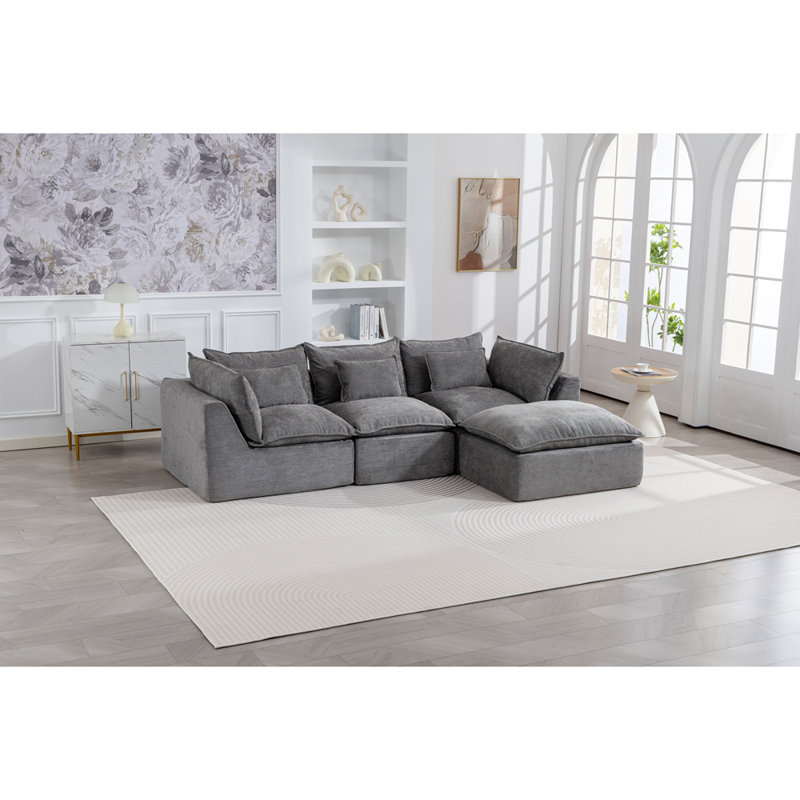 Canapé modulaire surdimensionné de 103,15 po de largeur avec canapé-lit modulaire True Relax Comfy, Gris antique