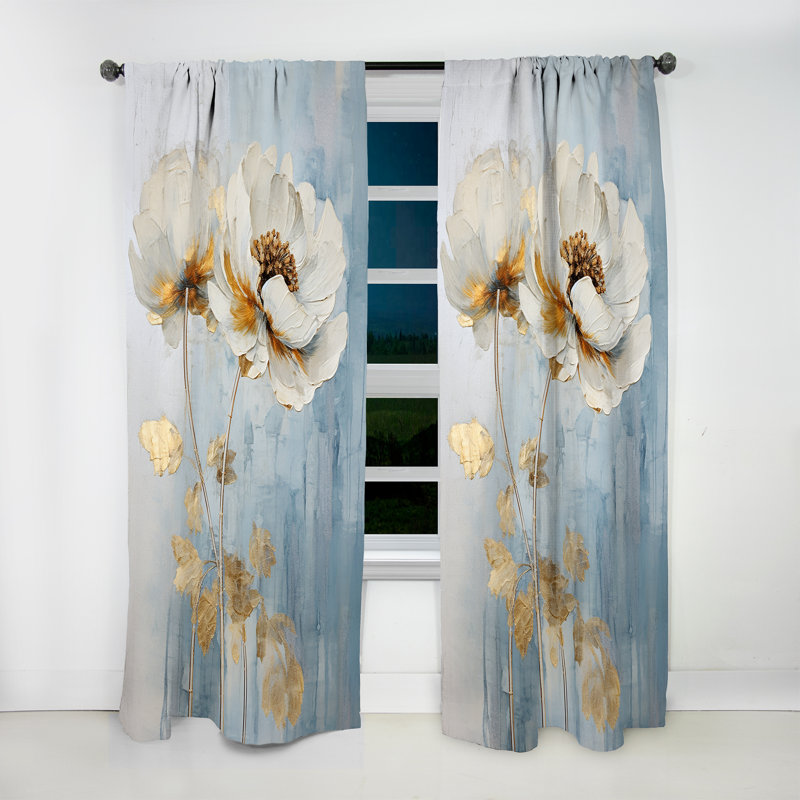 Arkell - Ranunculus Curtain - Room Darkening Floral Curtain - 1 Panels, 52" W x 63" L