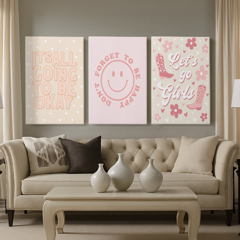 Going To Be Ok - Toile tendue avec châssis sur mesure - 3 pièces, H 12 po x l 24 po