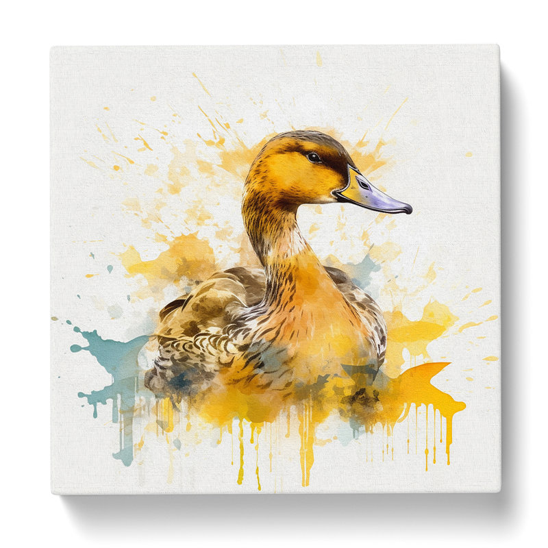 Duck Gestural Art No.5 - Wrapped Canvas, 35cm H x 35cm W x 3cm D