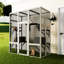 Maison pour chat d'extérieur en bois massif gris, 5 plateformes, 2 taches douillettes douillettes, protection, abri imperméable, content de sérénité