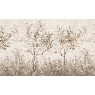 Neutral Botanical Fruit Tree Repeating Wallpaper for Home Decor
