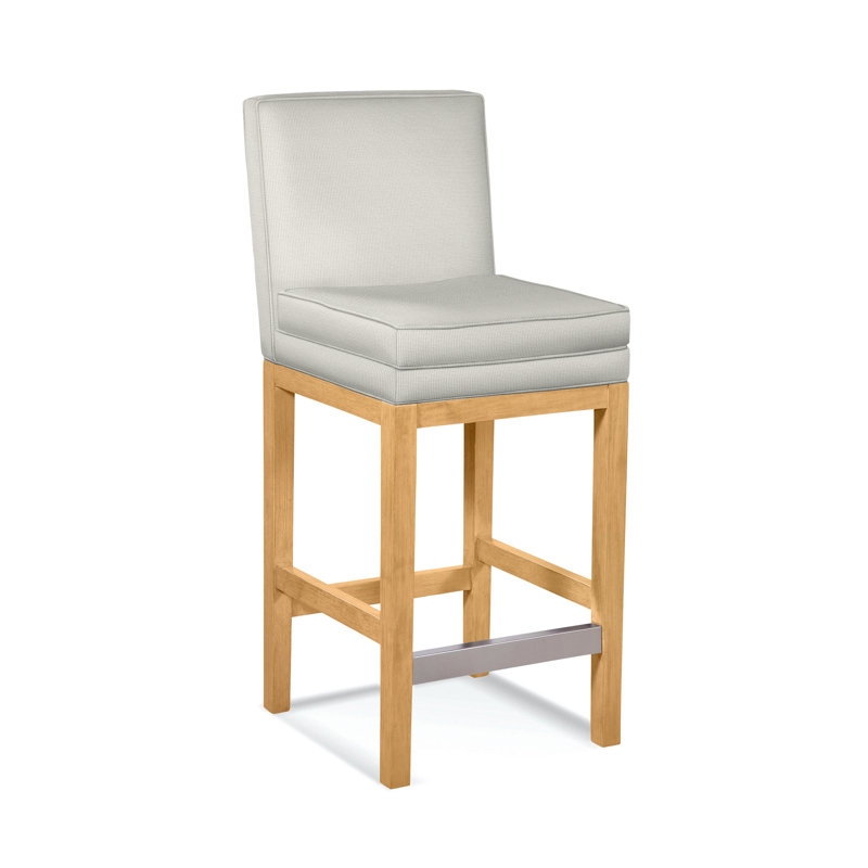Upholstered Stool, Honey Finish, Vanilla Crypton Performance; 0822-91