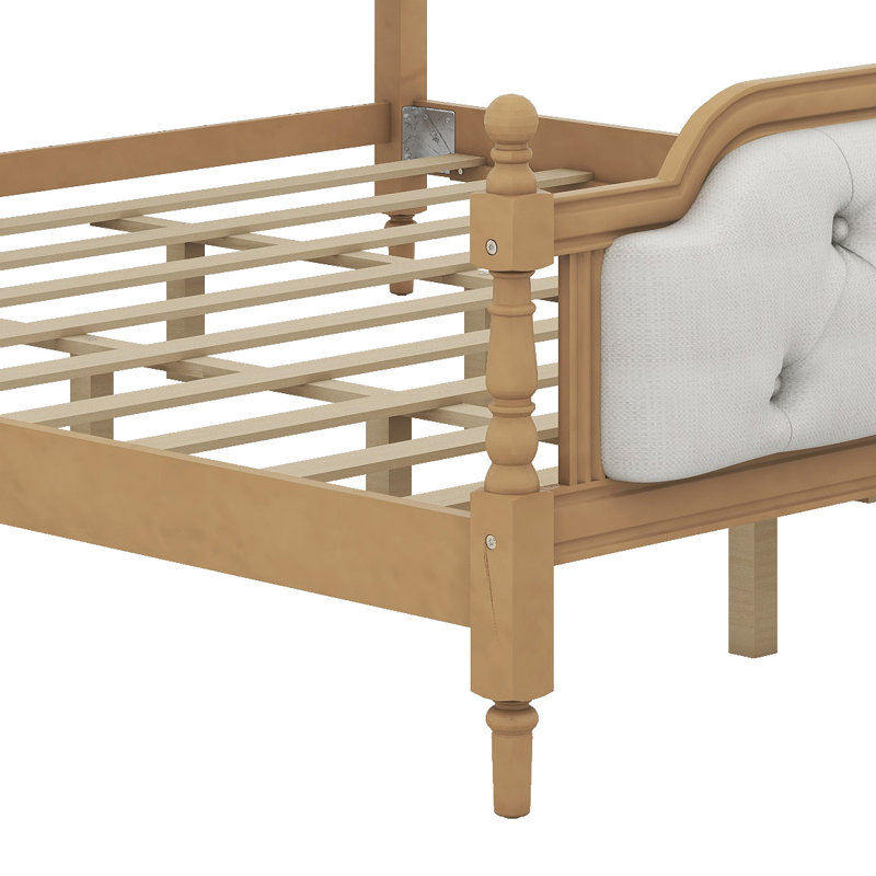 Upholstered Platform Bed with Headboard, King, Walnut