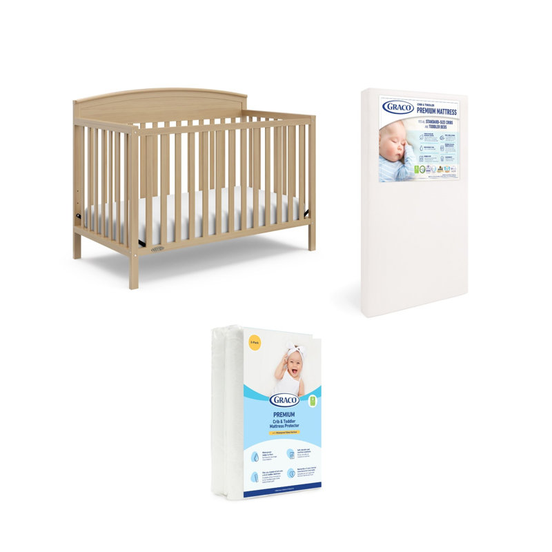 Lit de bébé convertible 5-en-1 Benton, Driftwood, Lit de bébé + matelas + protecteur