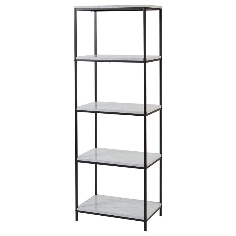 Kalyssa 171cm H x 60cm W Steel Etagere Bookcase, Black/White
