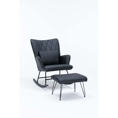 Rocking Chair, Glider Chair,Rocking Accent Chair with Lumbar Pillow and Ottoman for Nursery/Living Room/Bedroom -  Corrigan Studio®, 163895648C014DDC9D8EEEF63709E669