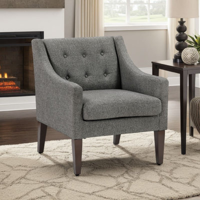 Fauteuil d'appoint Ginna, polyester capitonné à boutons bleu mer