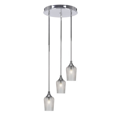 Luminaire suspendu grappe suspendu 3 lumières avec verre texturé 5 "Lesli