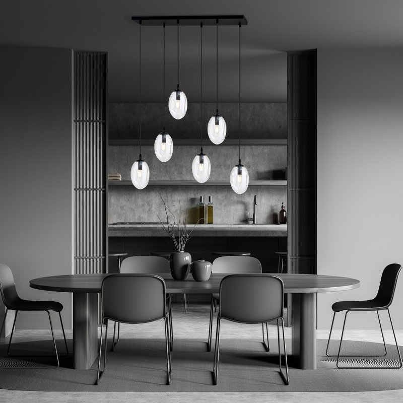 Enora 6 - Light Black Cluster Pendant, Clear