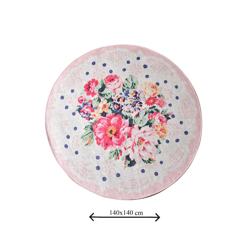 Antibacterial Bathmat, 100% Polyester, 55.1 Inch Diameter | Non-Slip Underside, Pile Height: 0.4 Inches, 700 Grams per Square Metre | Machine Washable, Durable & Stylish for Bathroom Safety and Comfort