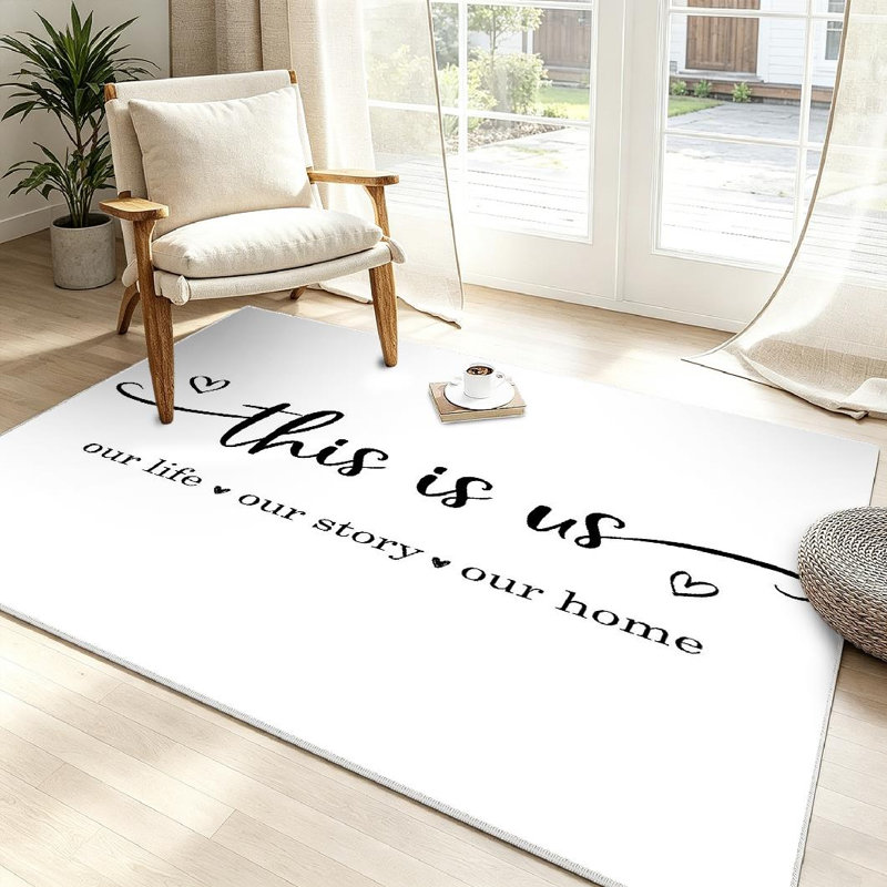 Tapis d'intérieur blanc lavable à la machine Story Home, Rectangle 39" x 63"