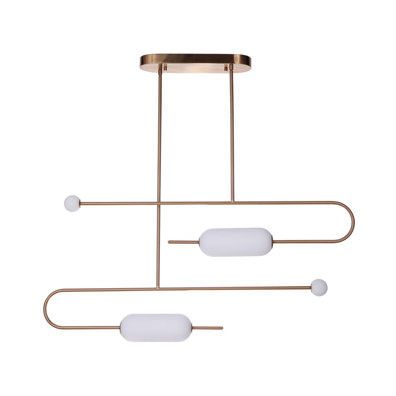Luminaire suspendu unique à 2 lumières DEL Poulos, Laiton satiné