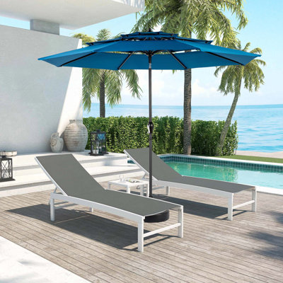 Parasol en aluminium à 3 niveaux à inclinaison automatique à 3 niveaux, parasol de terrasse pour l'extérieur - table de marché, parasol et base non inclus