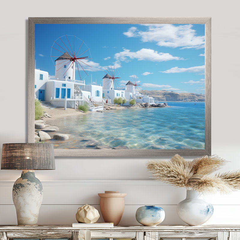 «Grèce Serenity In Mykonos - Grèce», reproduction sur toile encadrée, Toile tendue, H 16 po x l 32 po x P 1 po