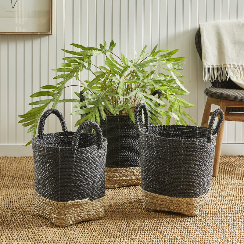 Madura 3 Piece Market Baskets Set, Black