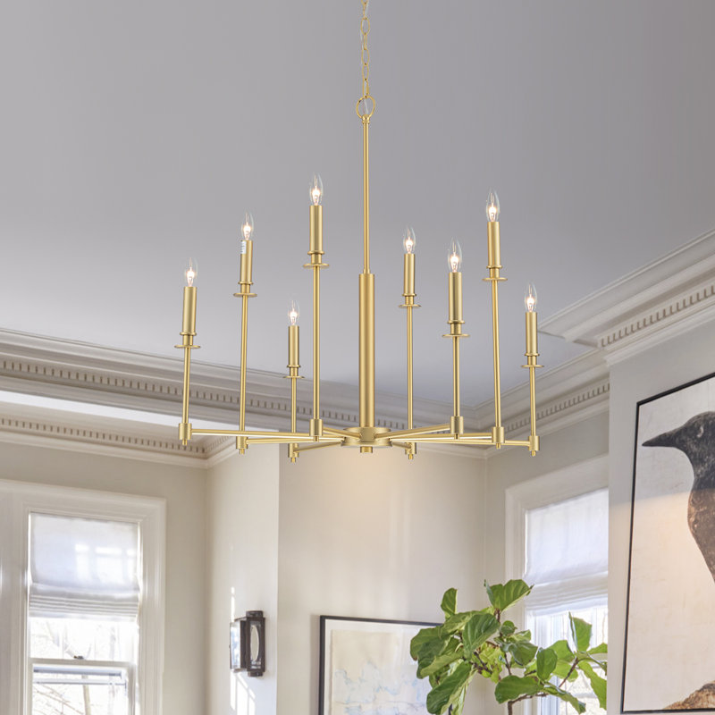 Lustre candélabre moderne 8 lumières, Brushed Gold