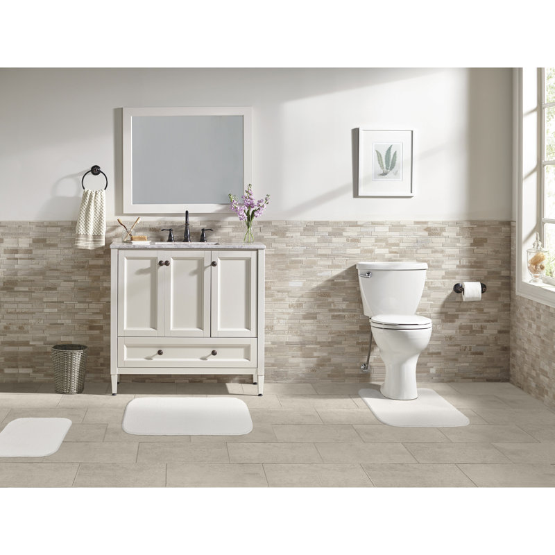 Tapis pour salle de bain Heffingen, Blanc
