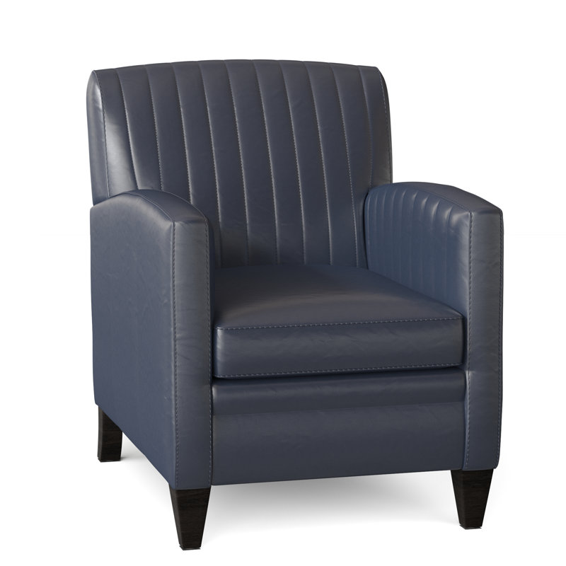 Barnabus Leather Club Chair, Aline Fumo Genuine Leather, Cobblestone