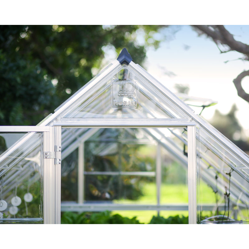 Palram - Canopia Harmony 6 x 6 ft. DIY Greenhouse Kit, Silver Frame Clear Panel Polycarbonate Greenhouse with Roof Vent, Walk-in Green House for Outside Garden Backyard