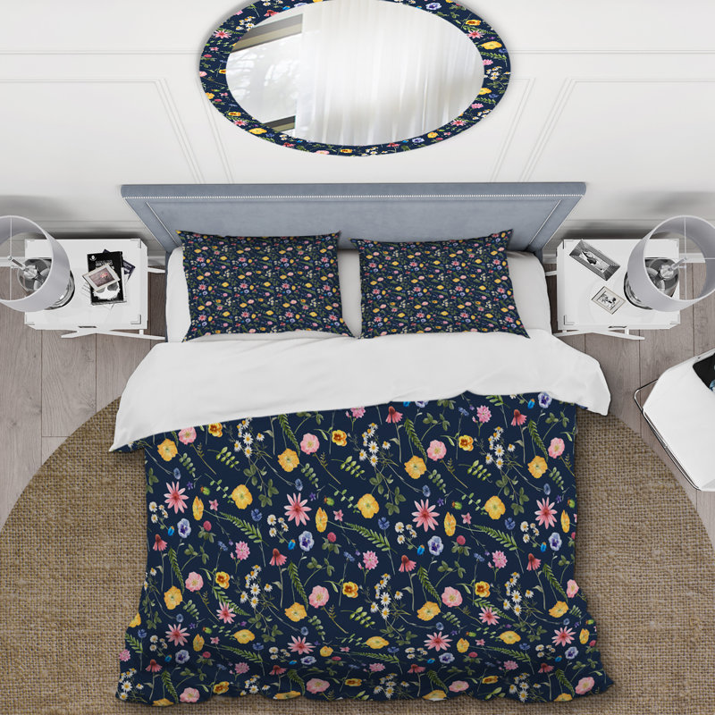 Multicolore été floral - Ensemble de housse de couette floral - Polyester microfibre