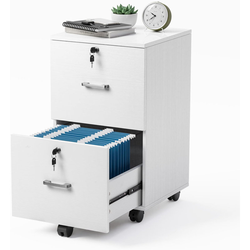 Kayeson 15.7'' Wide 2 -Drawer Mobile File Cabinet, White