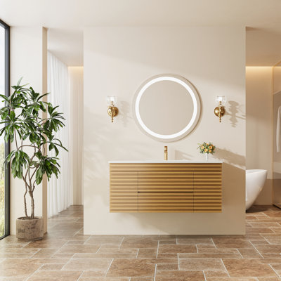 Meuble-lavabo simple mural et flottant avec lavabo en céramique