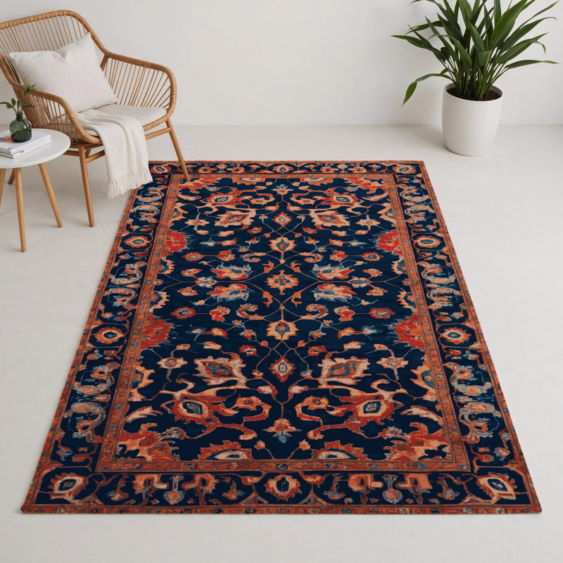 Tapis bleu intérieur et extérieur Tabriz, Rectangulaire 3 pi x 5 pi