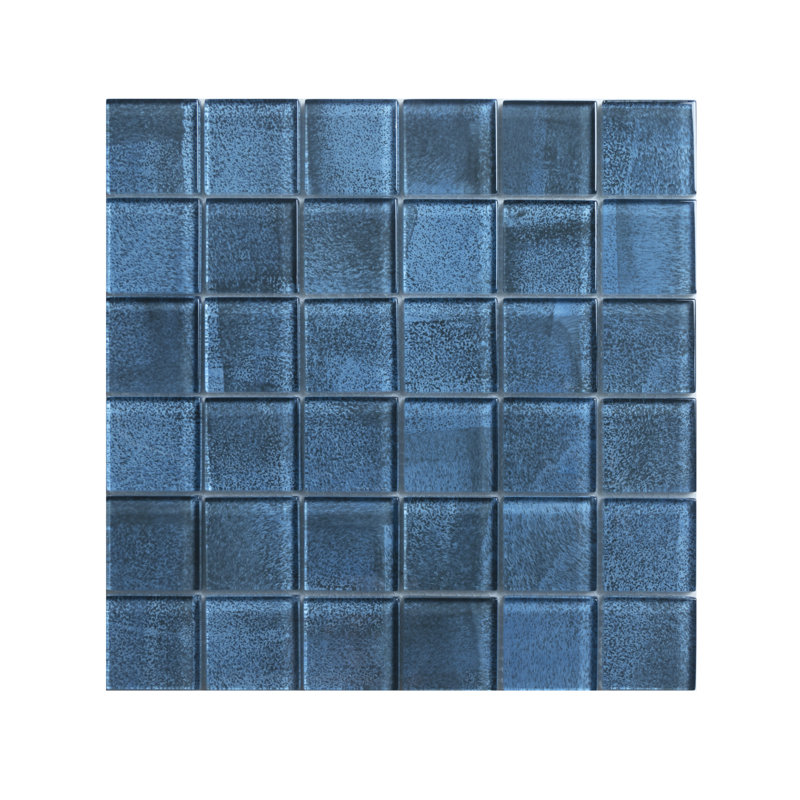 Swimming Pool 2" x 2" Straight Edge Glass Mosaic Tile, Lake Shore Blue