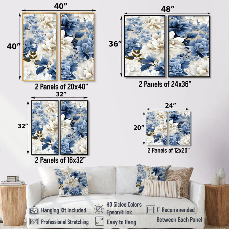 Morey - Large Floral Wall Decor, H 32 po x l 32 po, Reproduction encadrée sans passe-partout, Doré