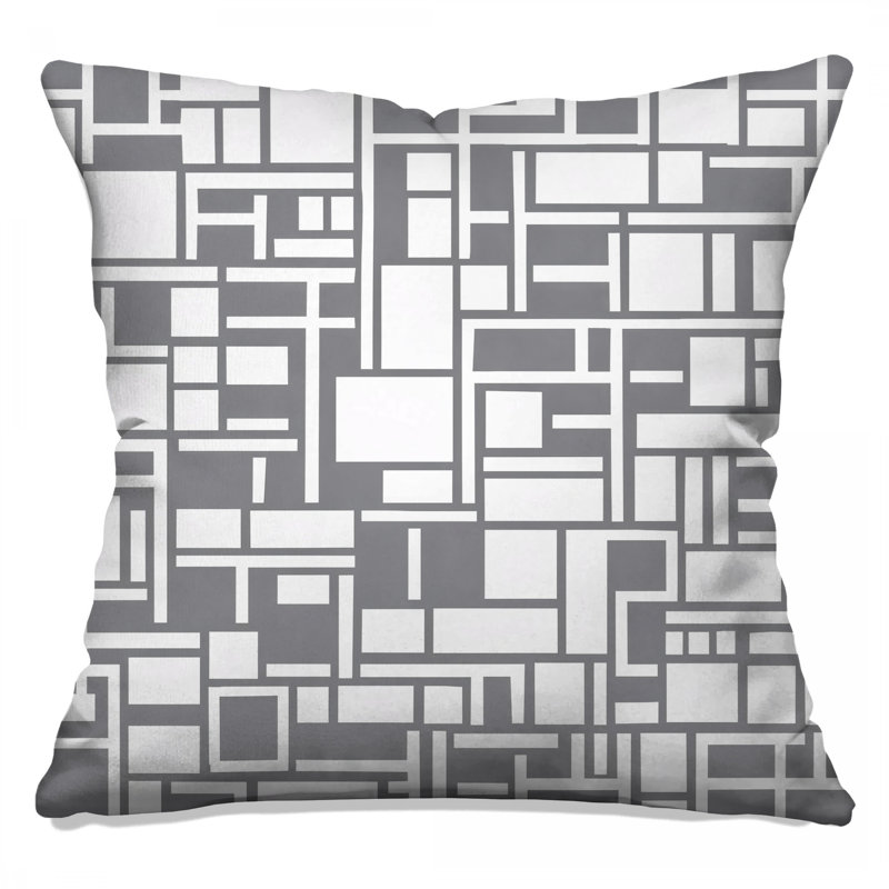 Gray White Rectangles Double Sided Throw Pillows, 18 x 18 inches