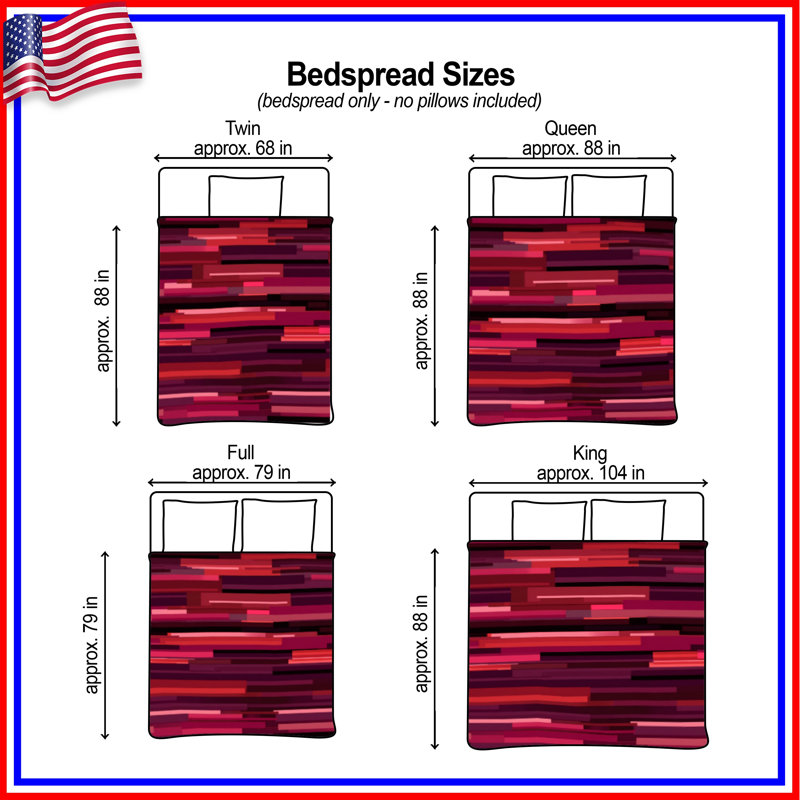 Couvre-lit matelassé rouge à rayures rectangulaires toutes tailles, Grand lit