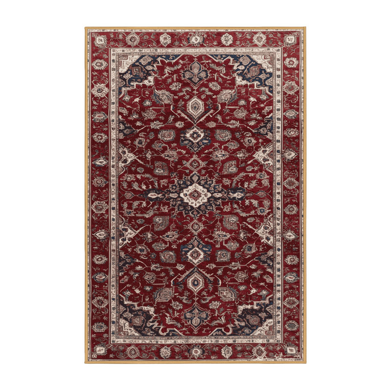 Machine Washable Persian Brown Area Rug, Rectangle 6' x 9'